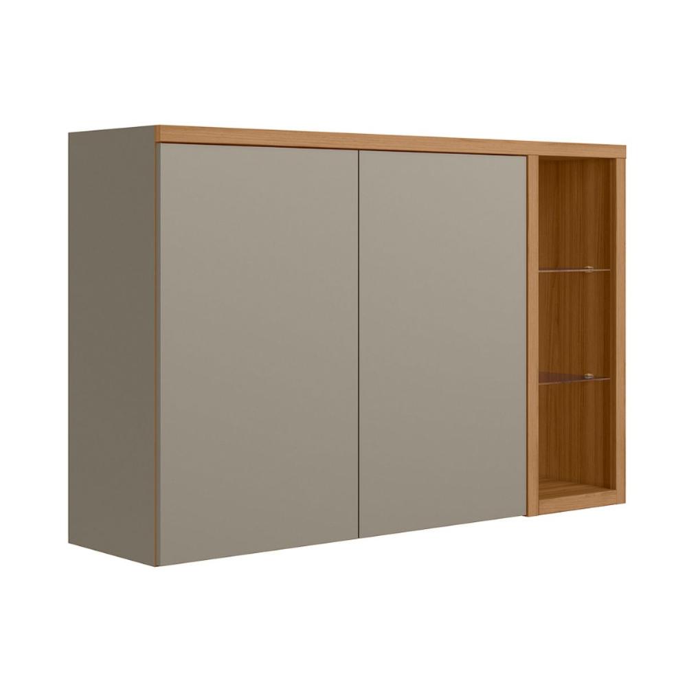 Armario Aereo 2 Portas 1 Nicho NIce Jequitiba Gris