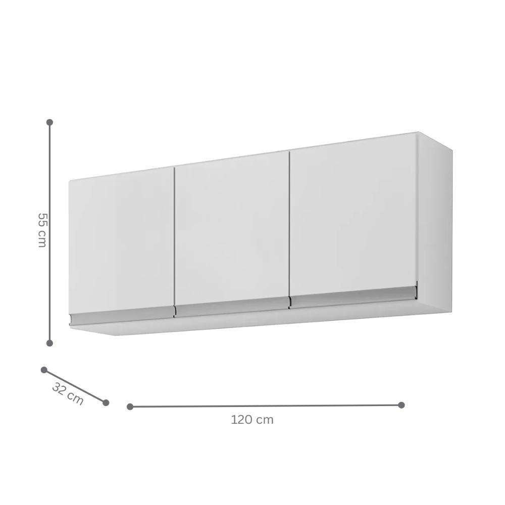 Armario Aereo California 3pts 1,20m  branco  