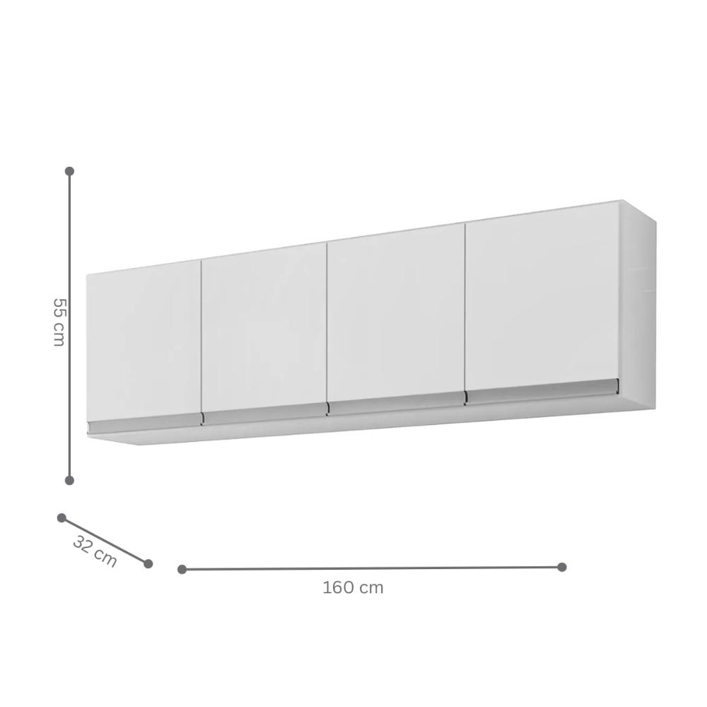 Armario Aereo California 4pts 1,60m  branco  