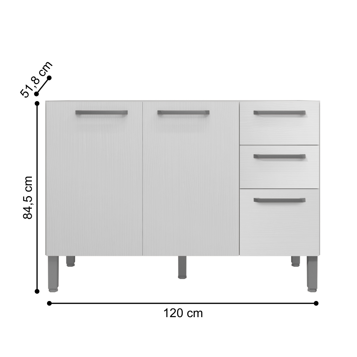 Balcão Cozinha com Tampo e 2 Portas New Branco Supremo