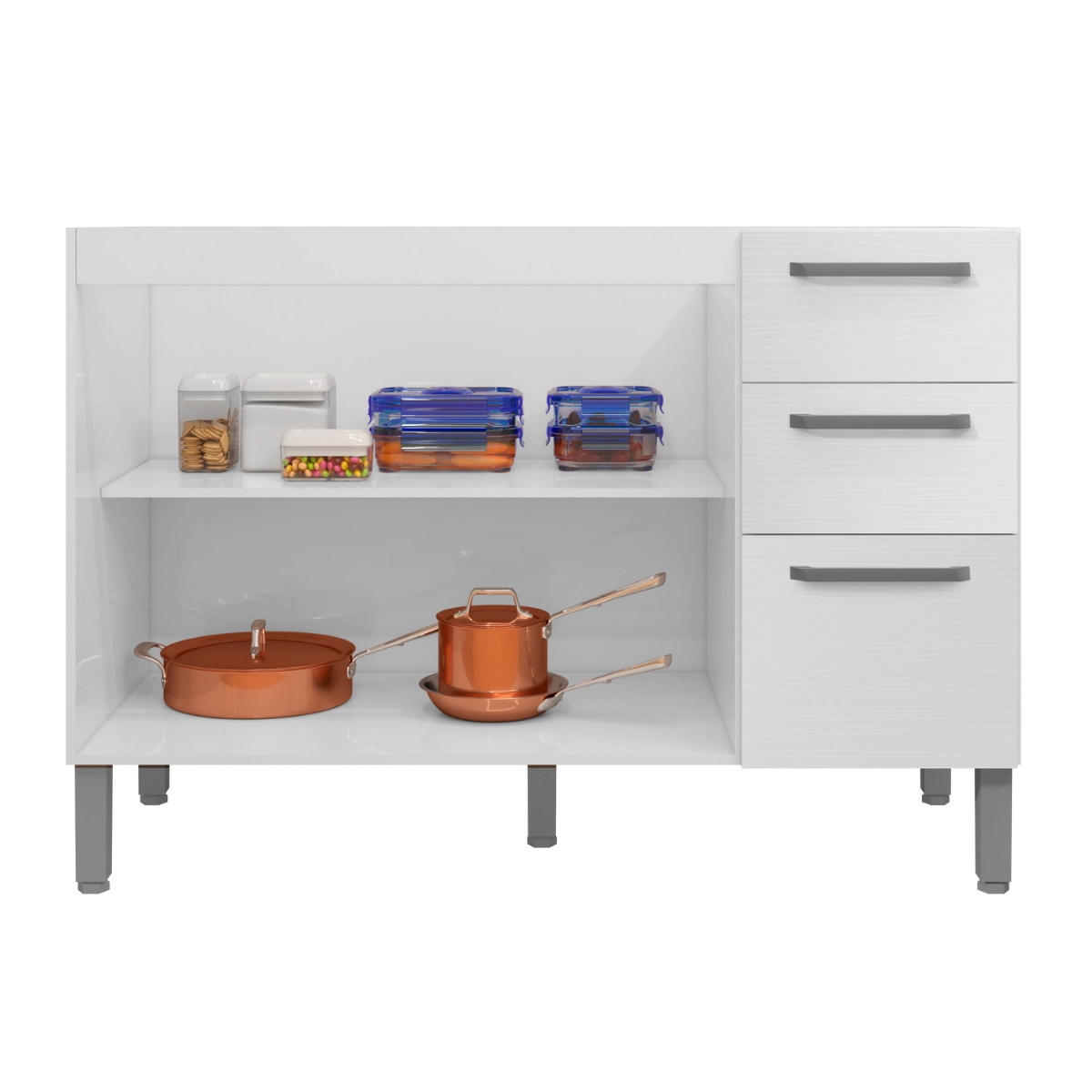 Balcão Cozinha com Tampo e 2 Portas New Branco Supremo