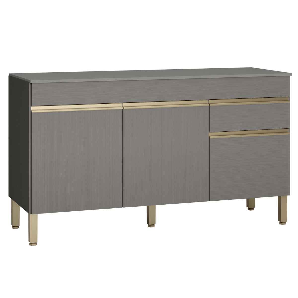 Balcão com Tampo e 3 Portas Leicester Gris