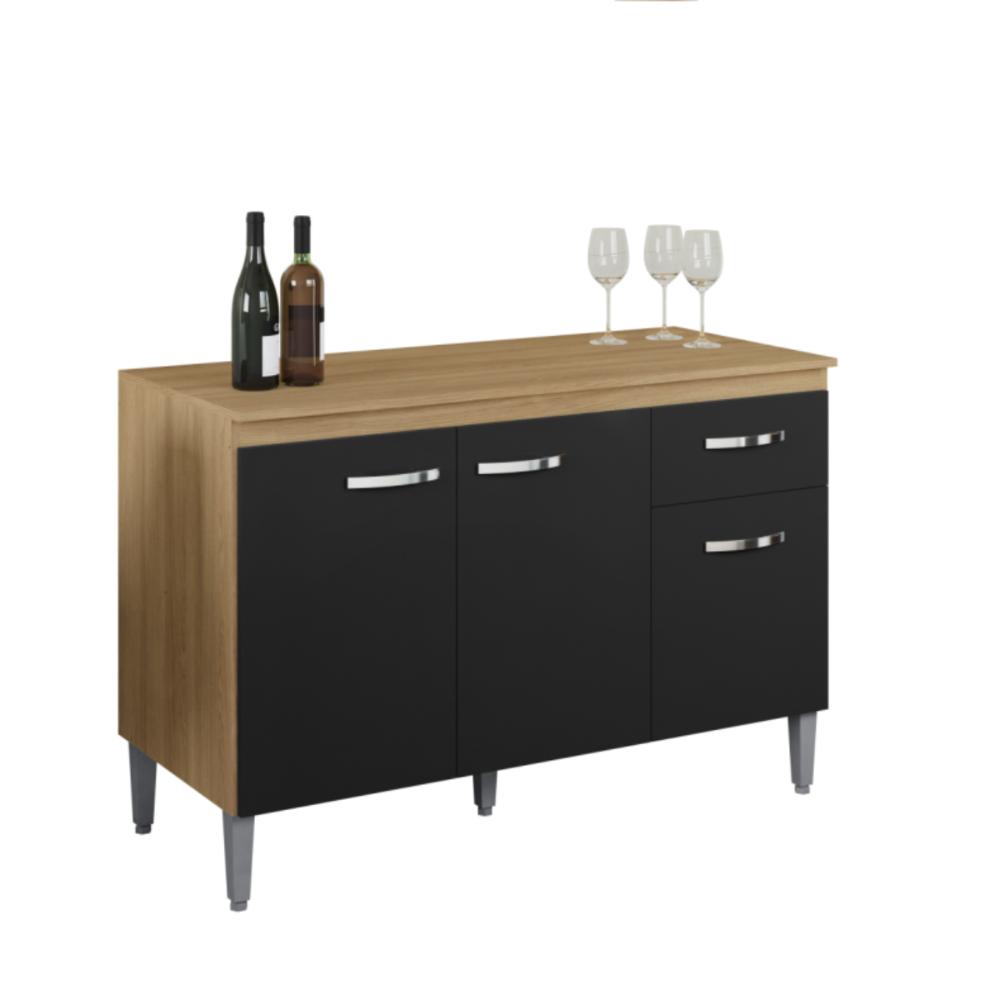 Balcão de Cozinha 2 Portas 1,20m Cheltenham amendoa preto  