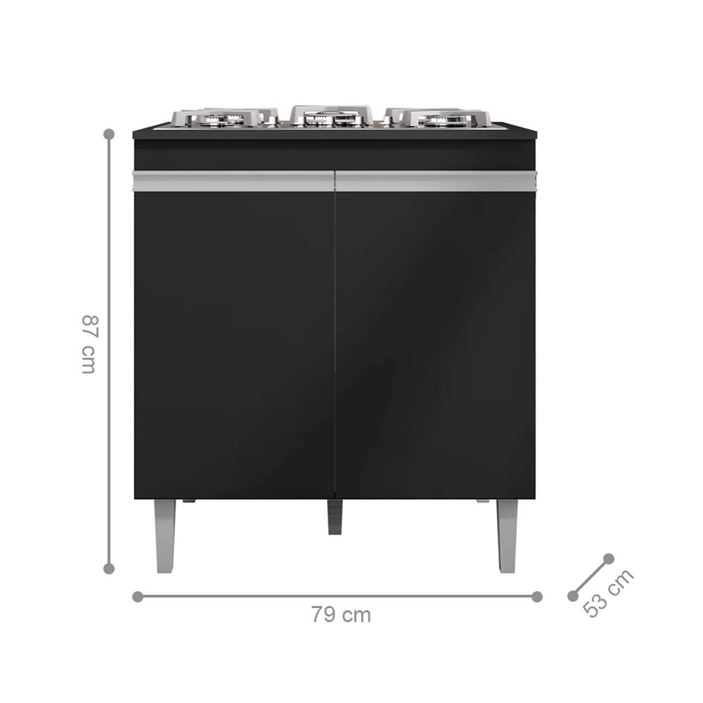 Balcão de Cozinha 2 Portas Cambrigde Preto Fosco