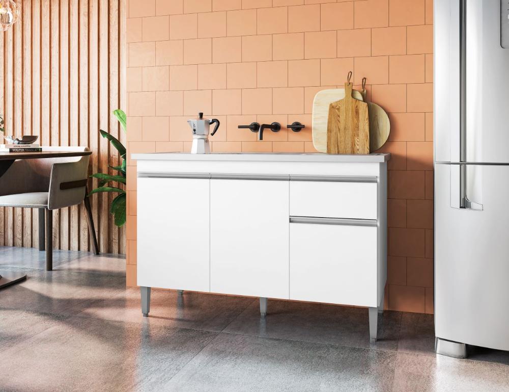 Balcão de Cozinha 2 Portas Oxford Branco