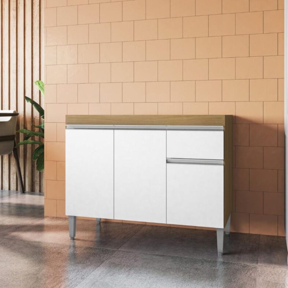 Balcão de Cozinha 2 portas Oxford amendoa branco  