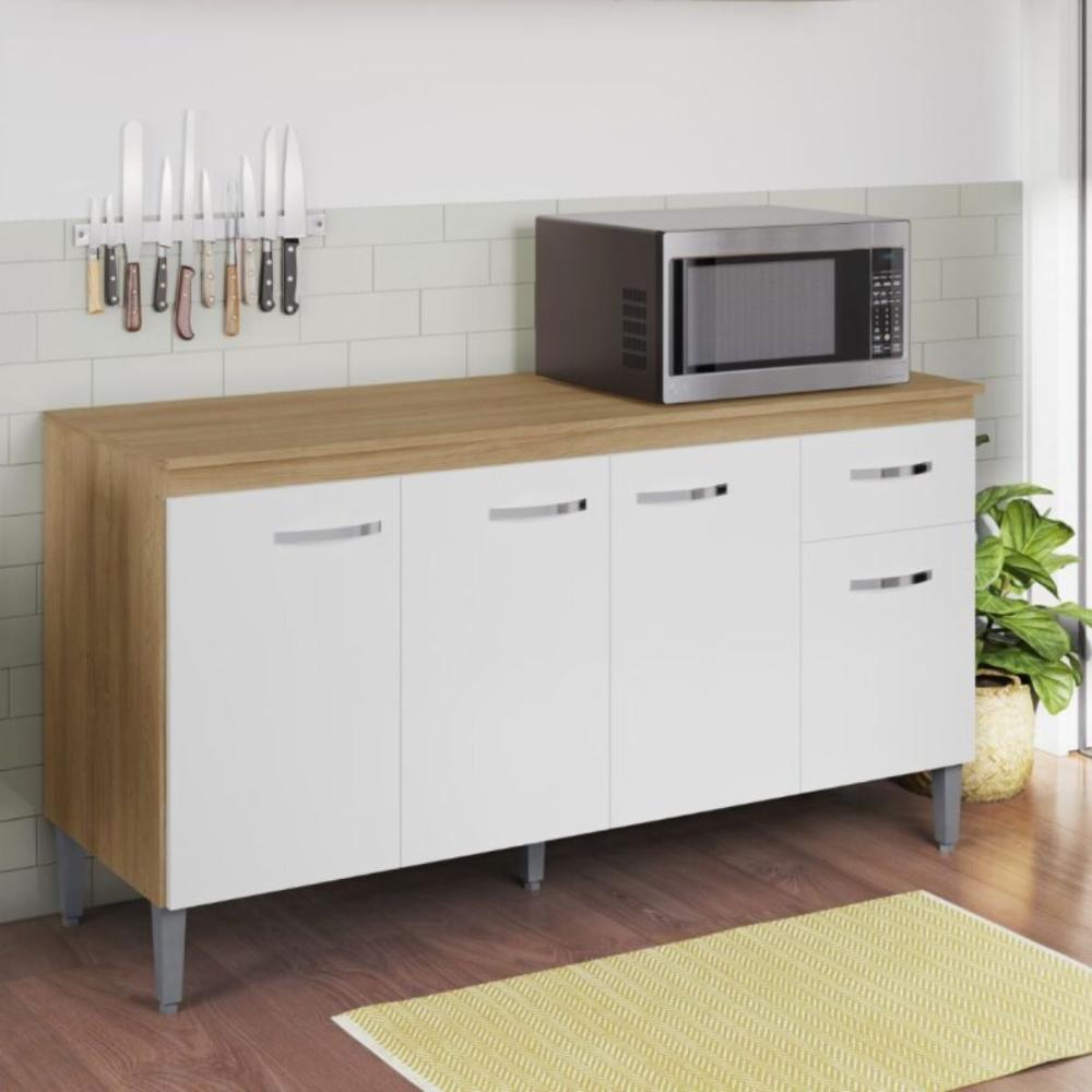 Balcão de Cozinha 3 Portas 1,50m Cheltenham amendoa branco  