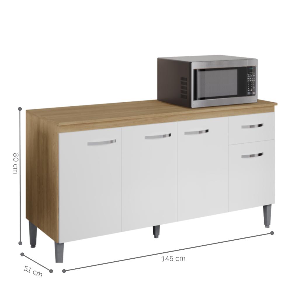 Balcão de Cozinha 3 Portas 1,50m Cheltenham amendoa branco  
