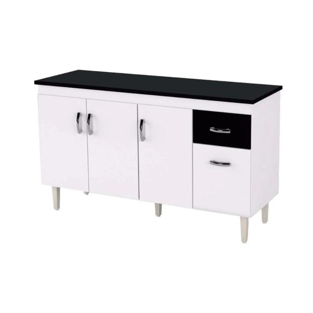 Balcão de Cozinha 3 Portas 1,50m Cheltenham branco preto flex  