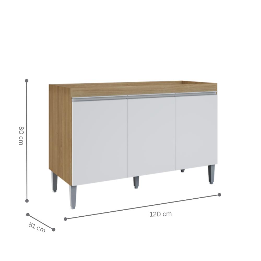 Balcão de Cozinha 3 Portas Northampton amendoa branco  