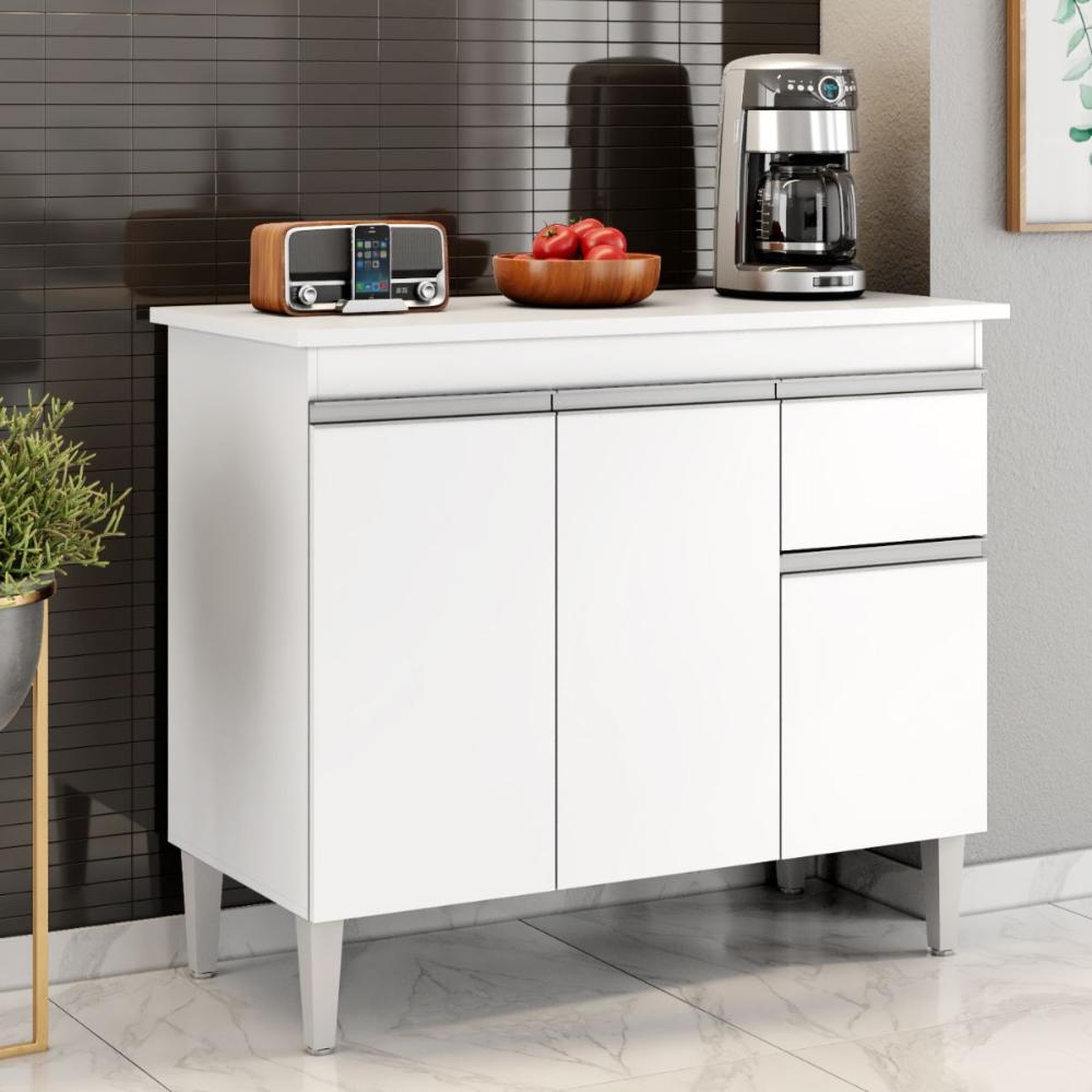 Balcão de Cozinha 3 portas Oxford branco  