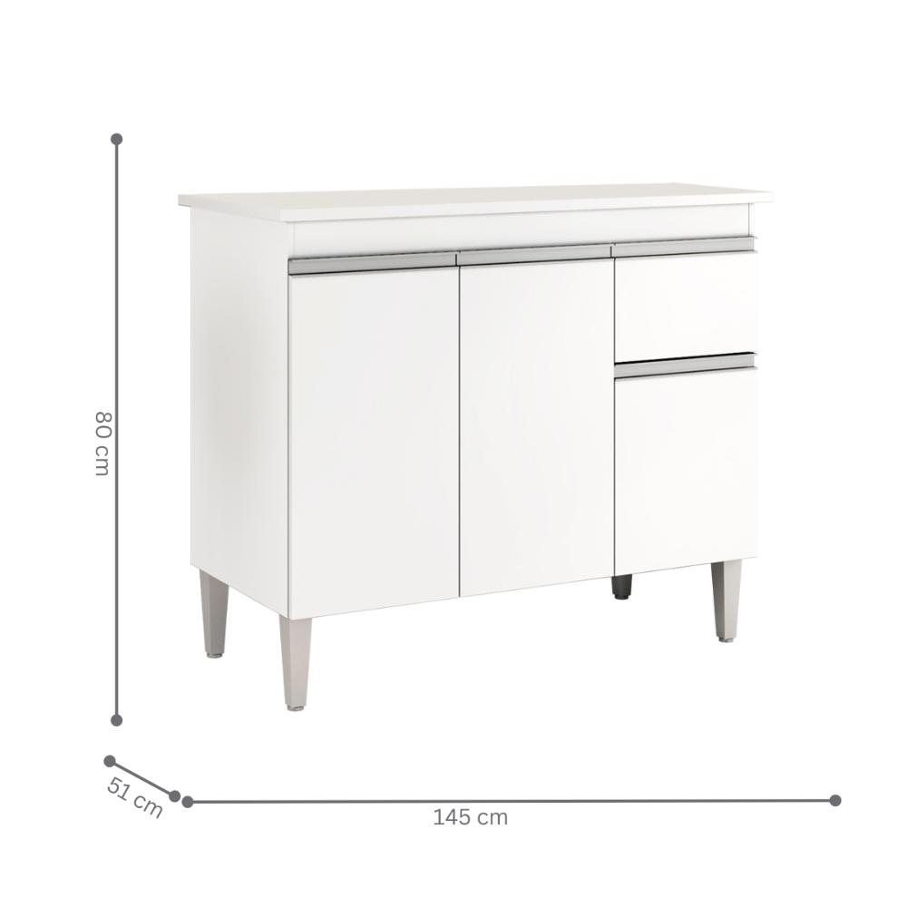 Balcão de Cozinha 3 portas Oxford branco  