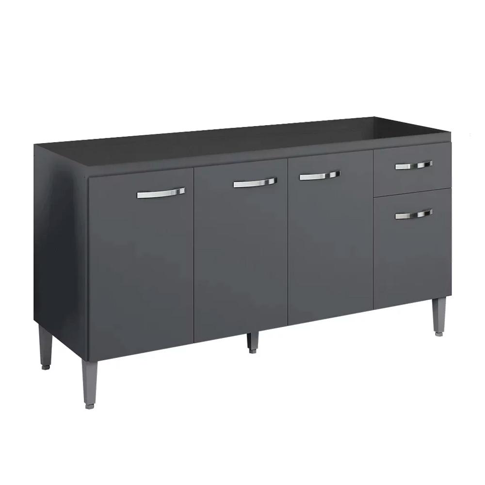 Balcão de Cozinha 4 Portas 1.5 Exeter Cinza Fosco