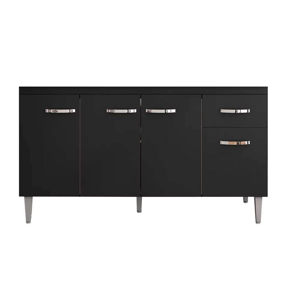 Balcão de Cozinha 4 Portas 1.5 Exeter Preto Fosco