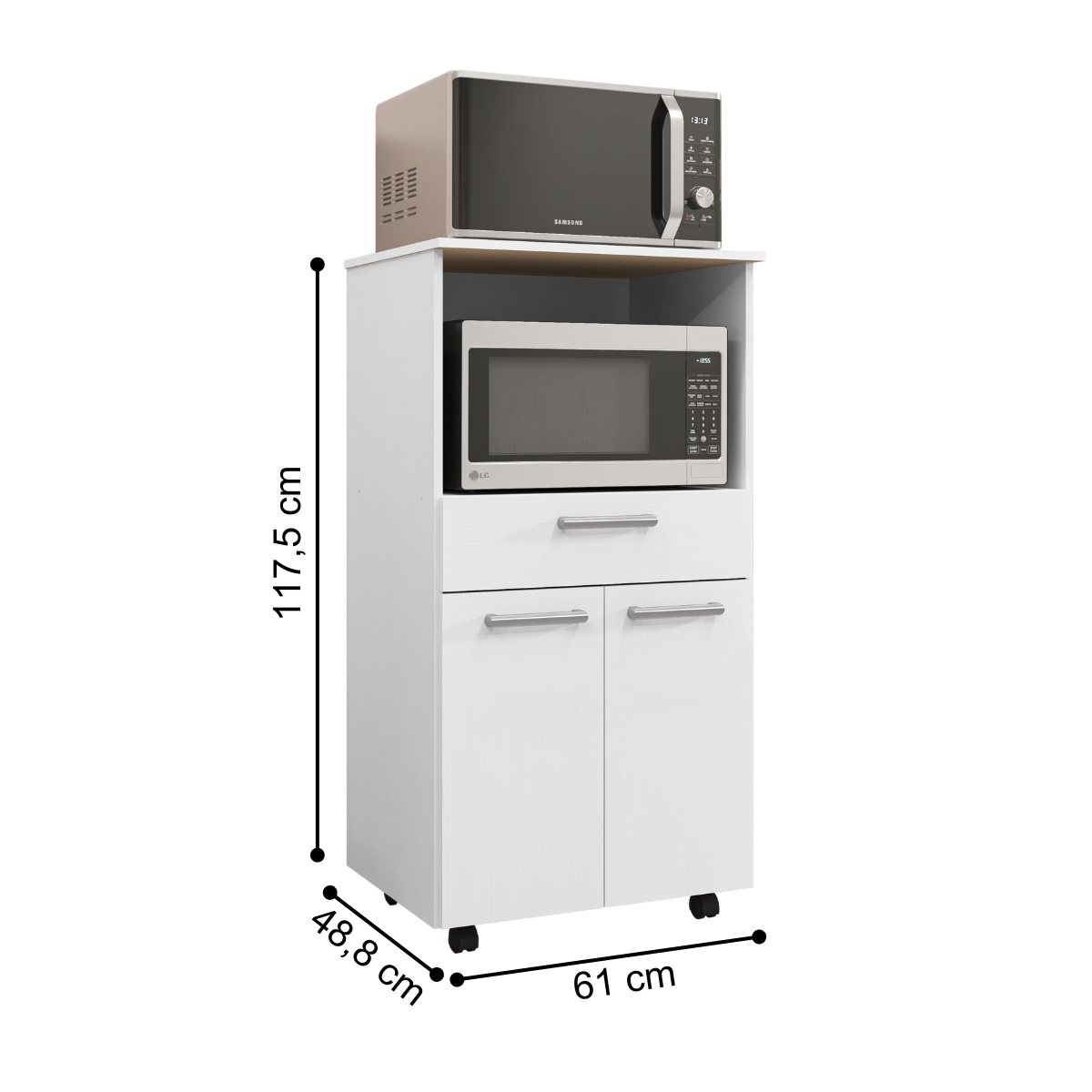 Balcão de Cozinha com 2 Portas e 1 Gaveta Sevilha Branco