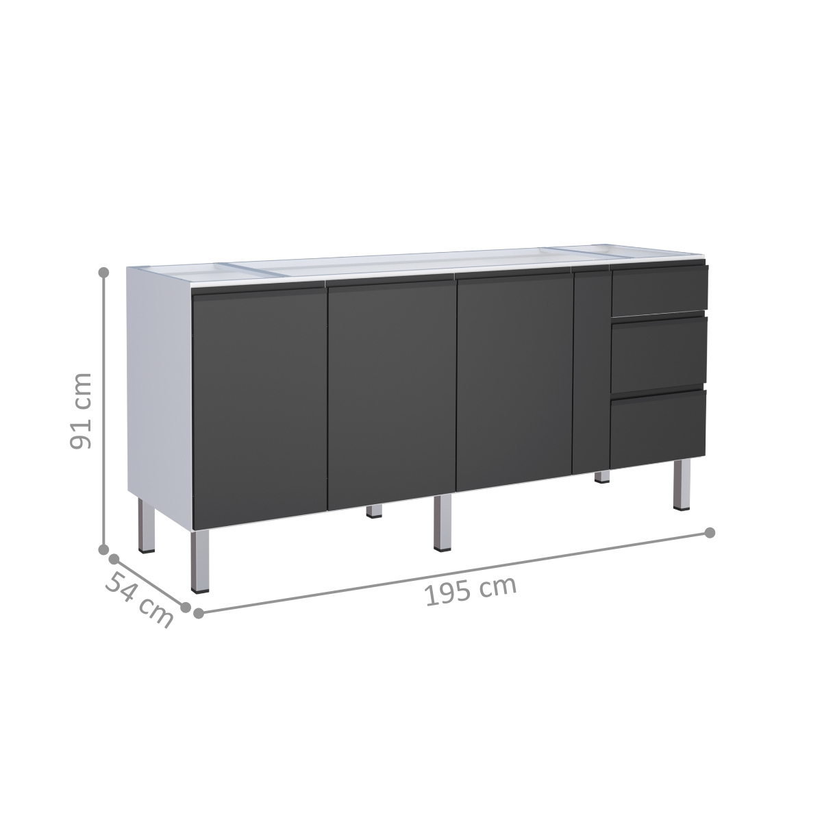 Balcão de Cozinha para pia 3 portas Pinhais Preto 