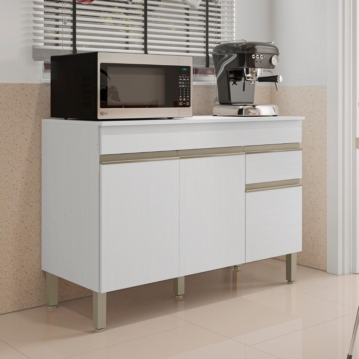 Balcão de cozinha com Tampo e 3 Portas Salisburia Supremo