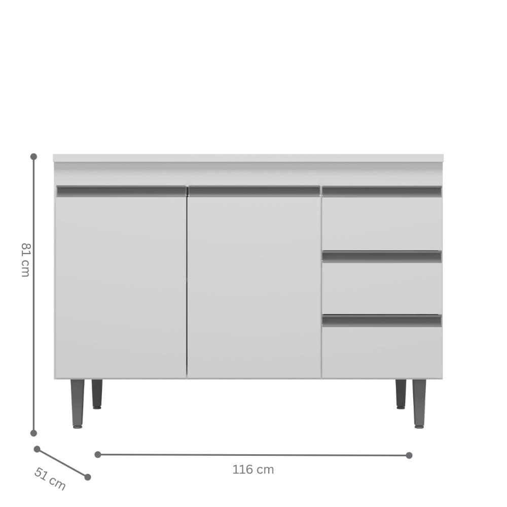 Balcao de cozinha Florida 2pt 1,20m branco  
