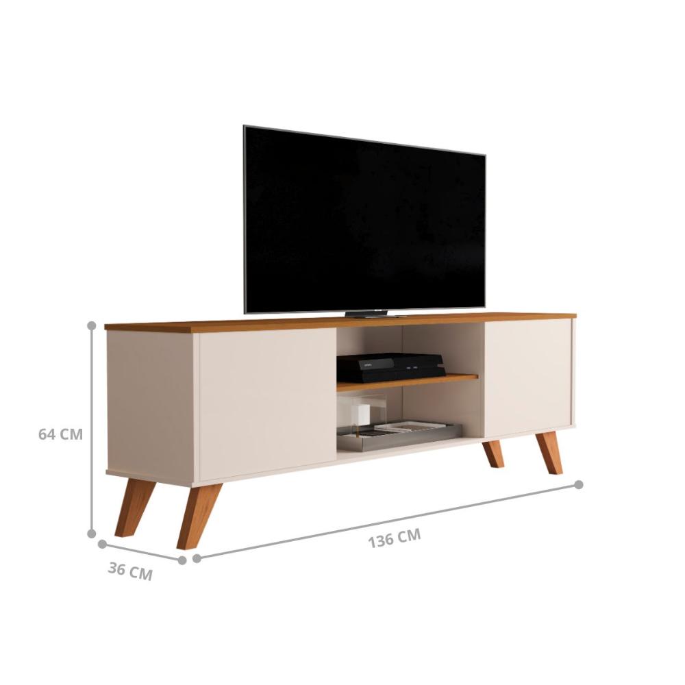 Bancada TVs 60 Polegadas Los Angeles Off White Cedro
