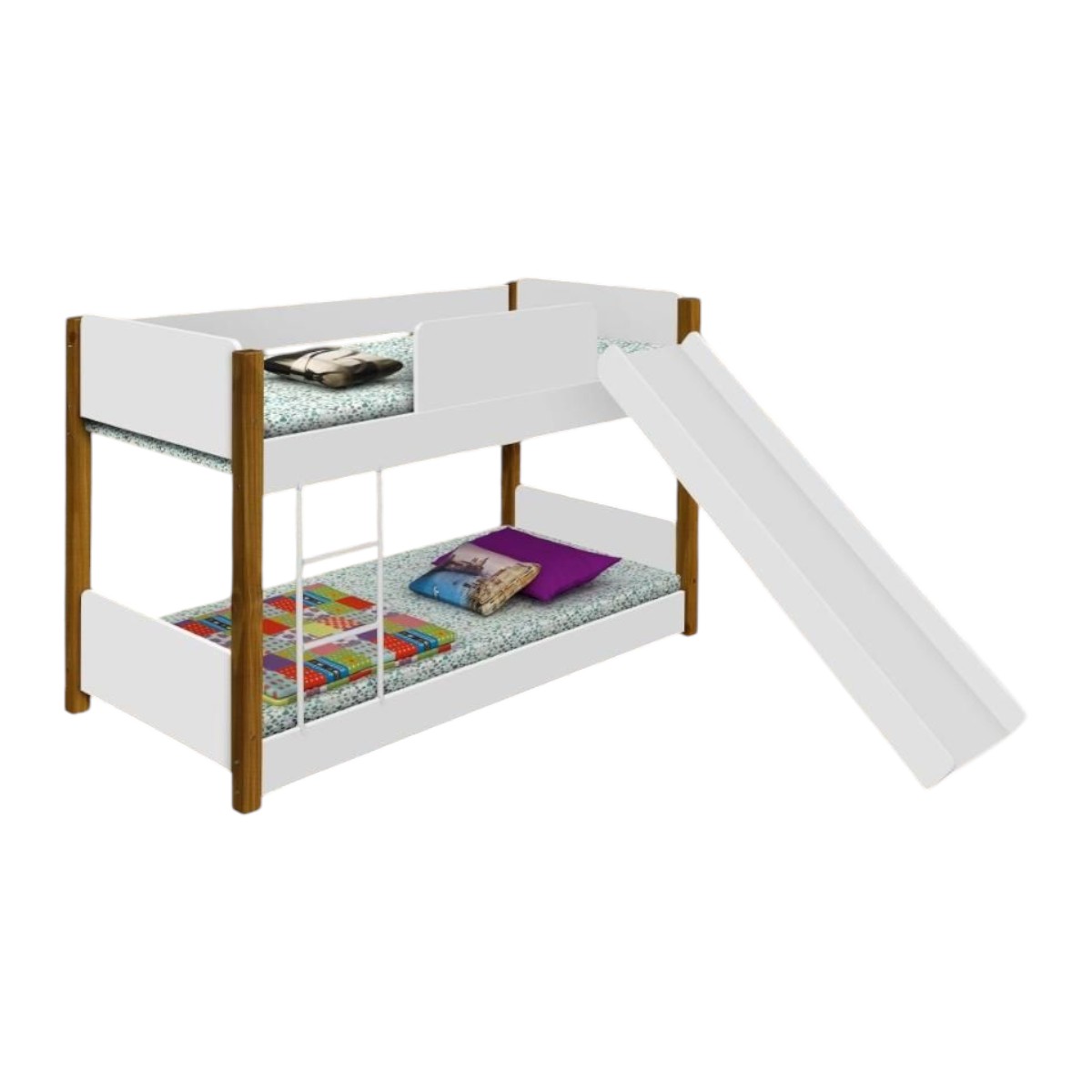 Beliche com Escorregador Montessori  Nala Branco Mel