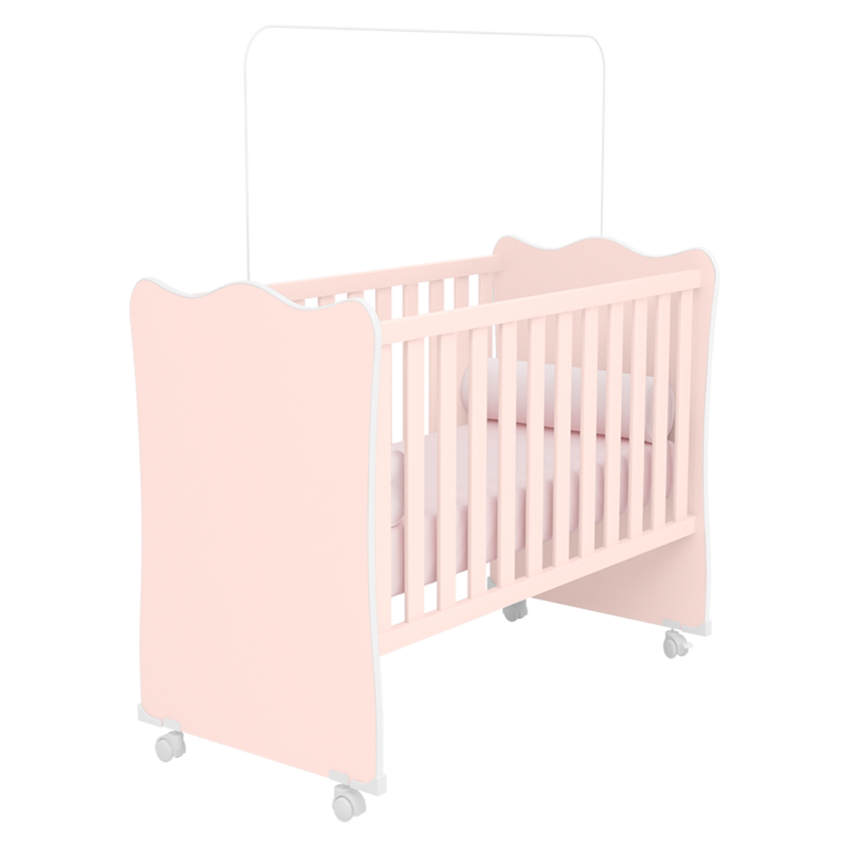 Berço com 4 Pés Rodizio Tóquio Rosa Acetinado