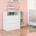 Berço e Cômoda com 3 Gavetas Merlo Branco Branco
