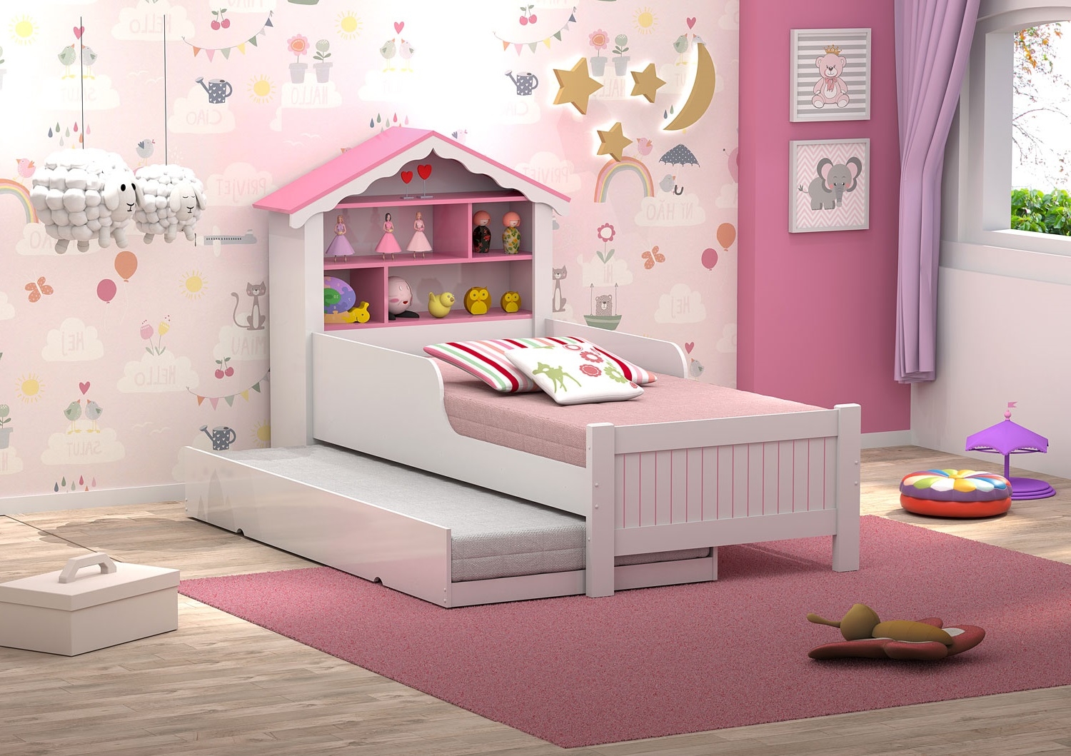 Bicama Casinha Menina Rosa