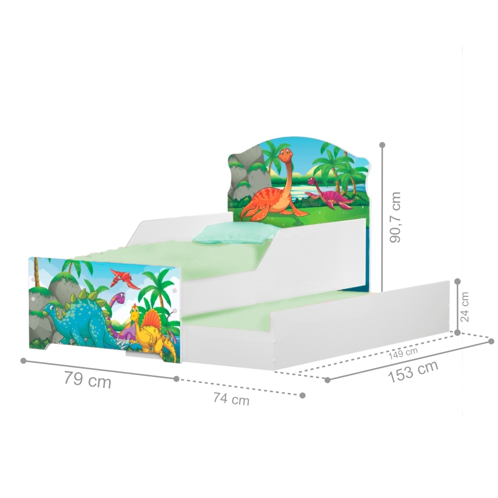 Bicama Infantil Uly Floresta Dinossauros com Colchões