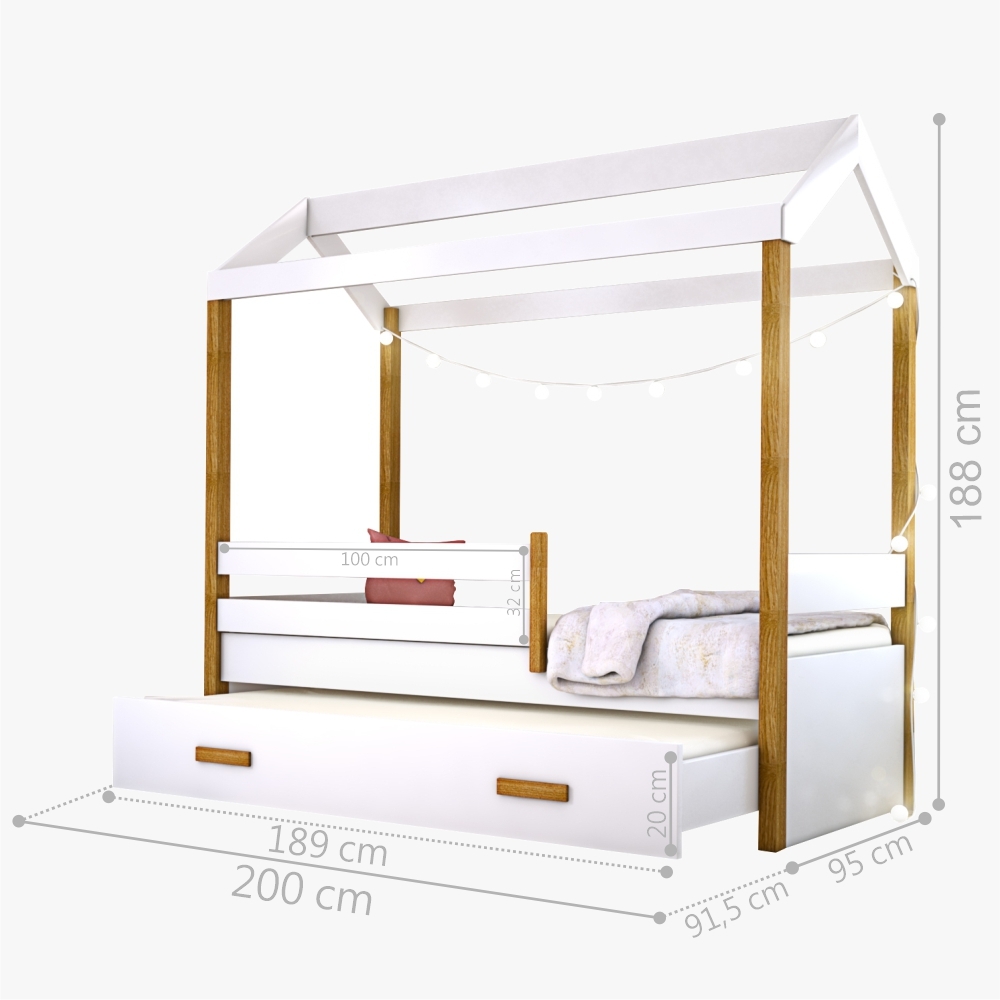 Bicama Montessori Exclusiv Solteiro com Fio de Luz e Colchão