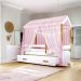 Bicama Solteiro Montessoriana infantil Casinha - Rosa