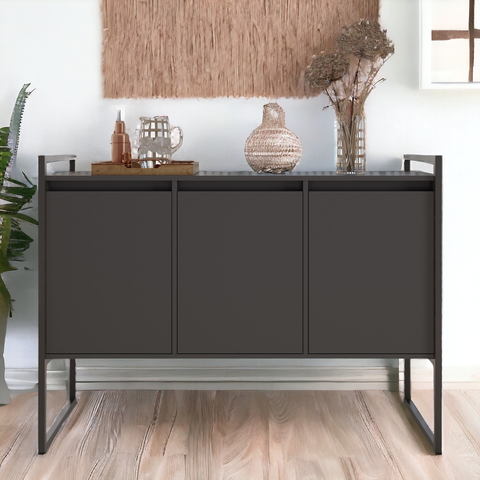 Buffet 3 Portas Aparador Londres - Preto Onix