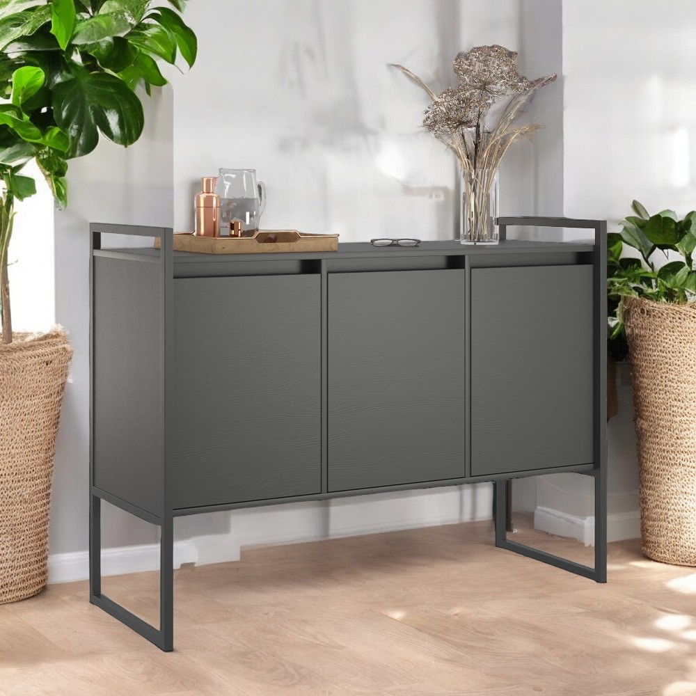 Buffet 3 Portas Aparador Londres - Preto Onix