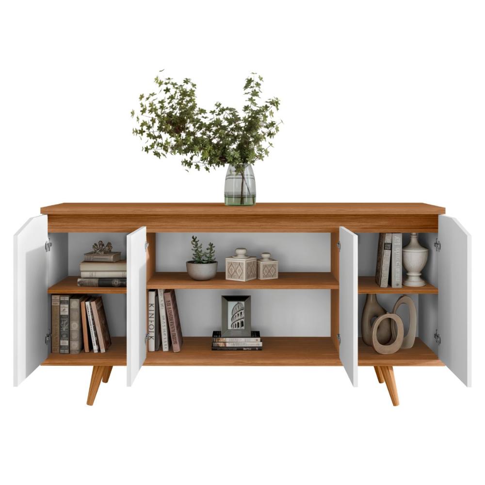 Buffet 4 Portas de Bater Arizona Branco/Cedro