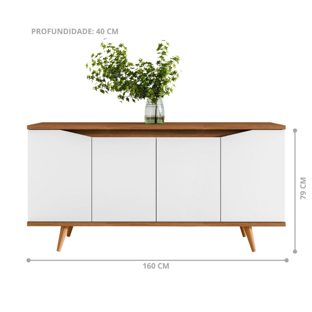Buffet 4 Portas de Bater Arizona Branco/Cedro