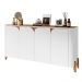 Buffet 4 Portas de Bater Portland Branco/Cedro