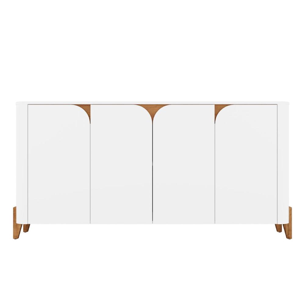 Buffet 4 Portas de Bater Portland Branco/Cedro