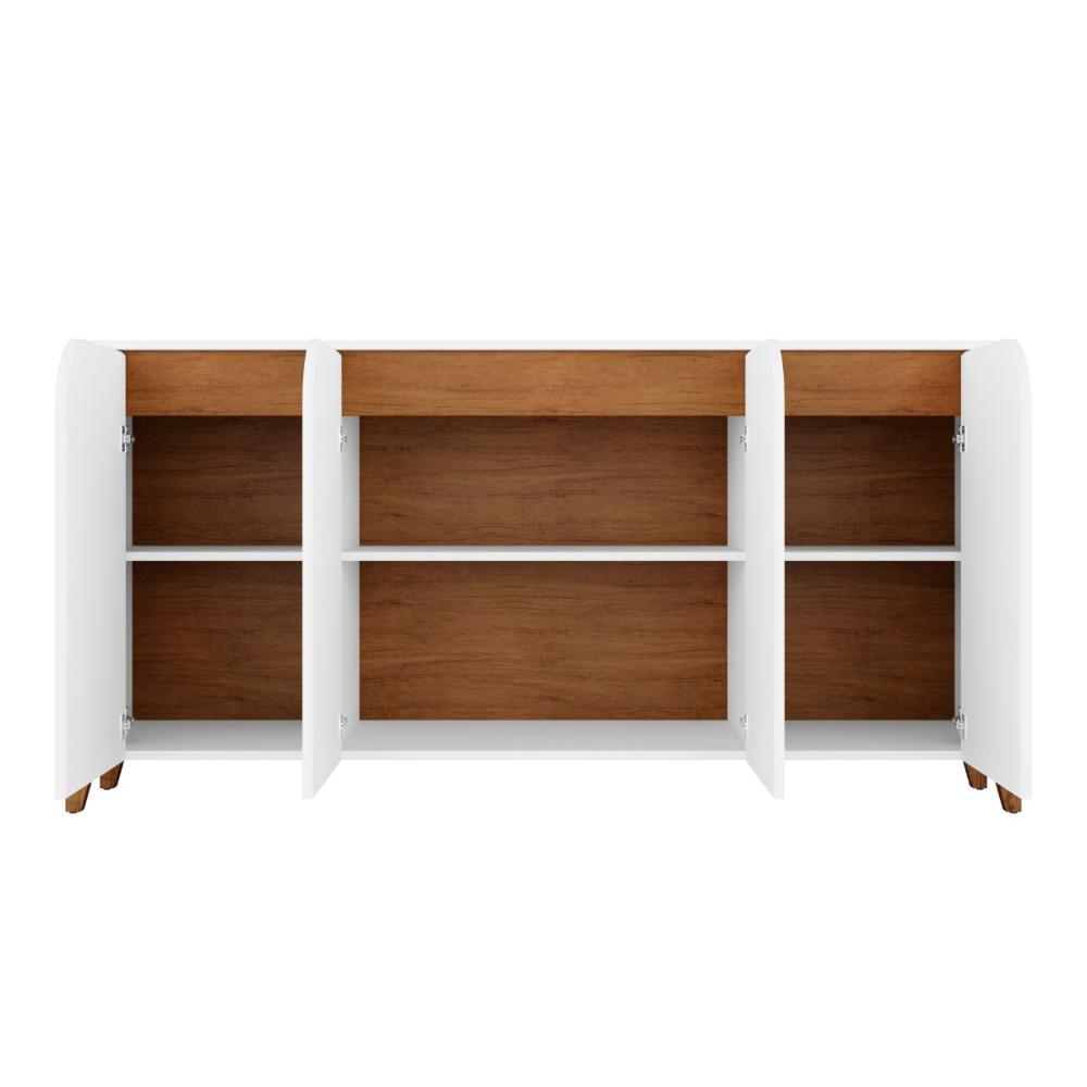 Buffet 4 Portas de Bater Portland Branco/Cedro