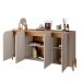 Buffet 4 Portas de Bater Portland Off White/Cedro