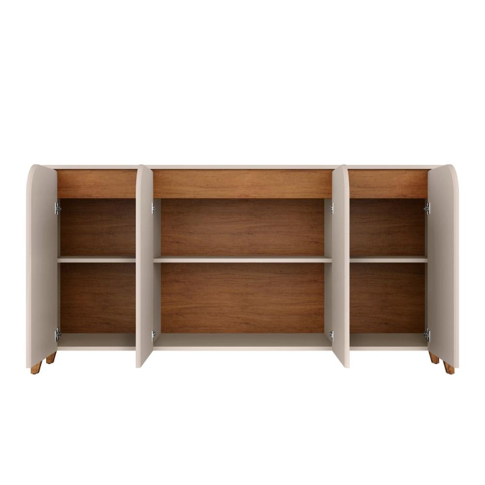 Buffet 4 Portas de Bater Portland Off White/Cedro