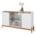 Buffet Aparador 2 Portas Com Vidro Madri Branco Cedro