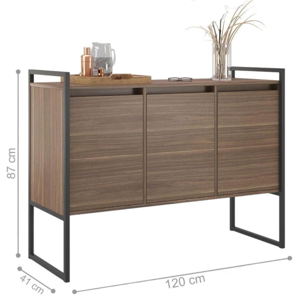 Buffet Aparador Industrial 3 Portas para Sala de Jantar