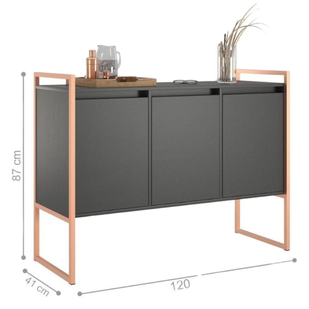 Buffet Aparador Industrial 3 Portas para Sala de Jantar