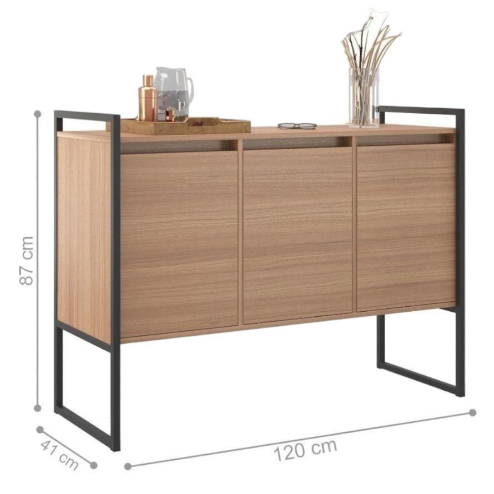 Buffet Aparador Industrial 3 Portas para Sala de Jantar