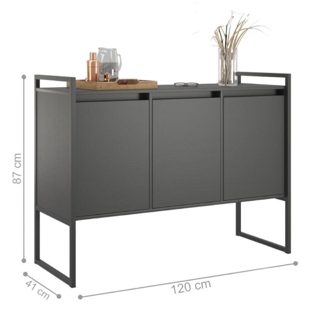 Buffet Aparador Industrial 3 Portas para Sala de Jantar
