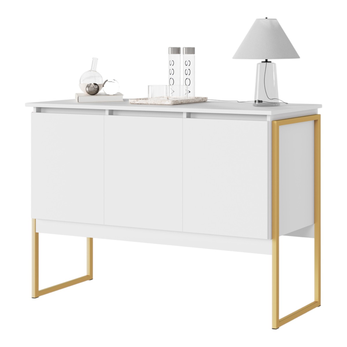 Buffet Classico 3 Portas Branco Dourado  