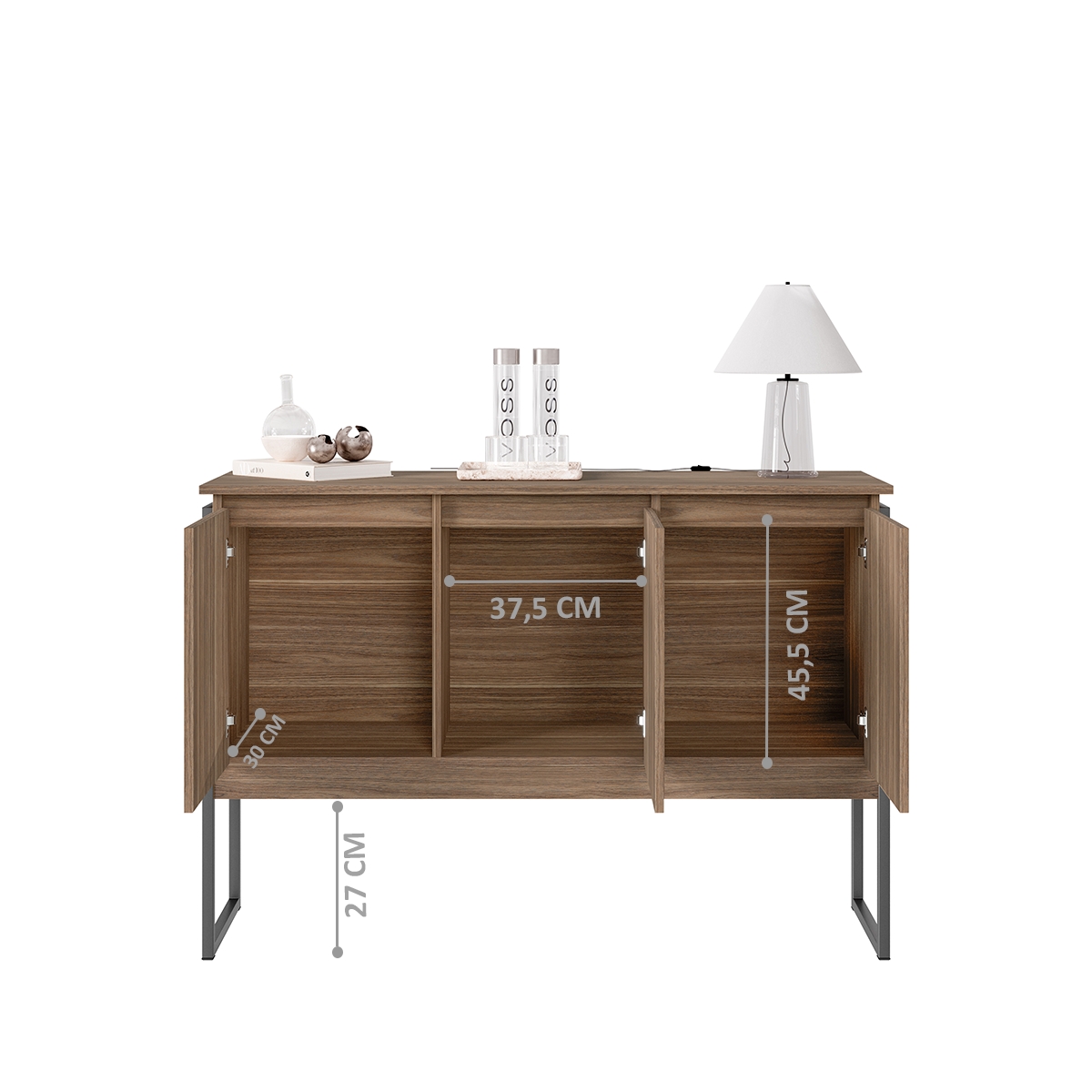 Buffet Classico com 3 Portas Veneza Affara Preto