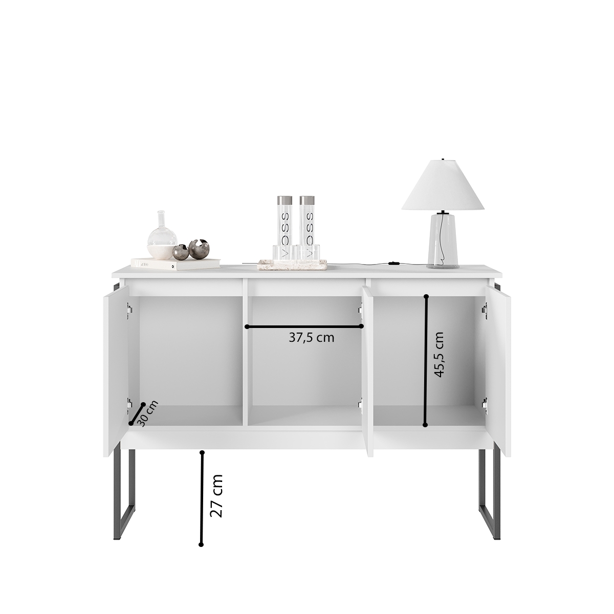 Buffet Classico com 3 Portas Veneza Branco Preto