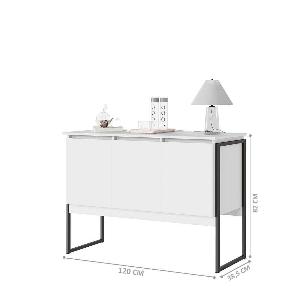 Buffet Classico com 3 Portas Veneza Branco Preto