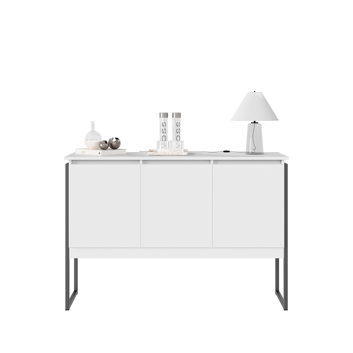 Buffet Classico com 3 Portas Veneza Branco Preto