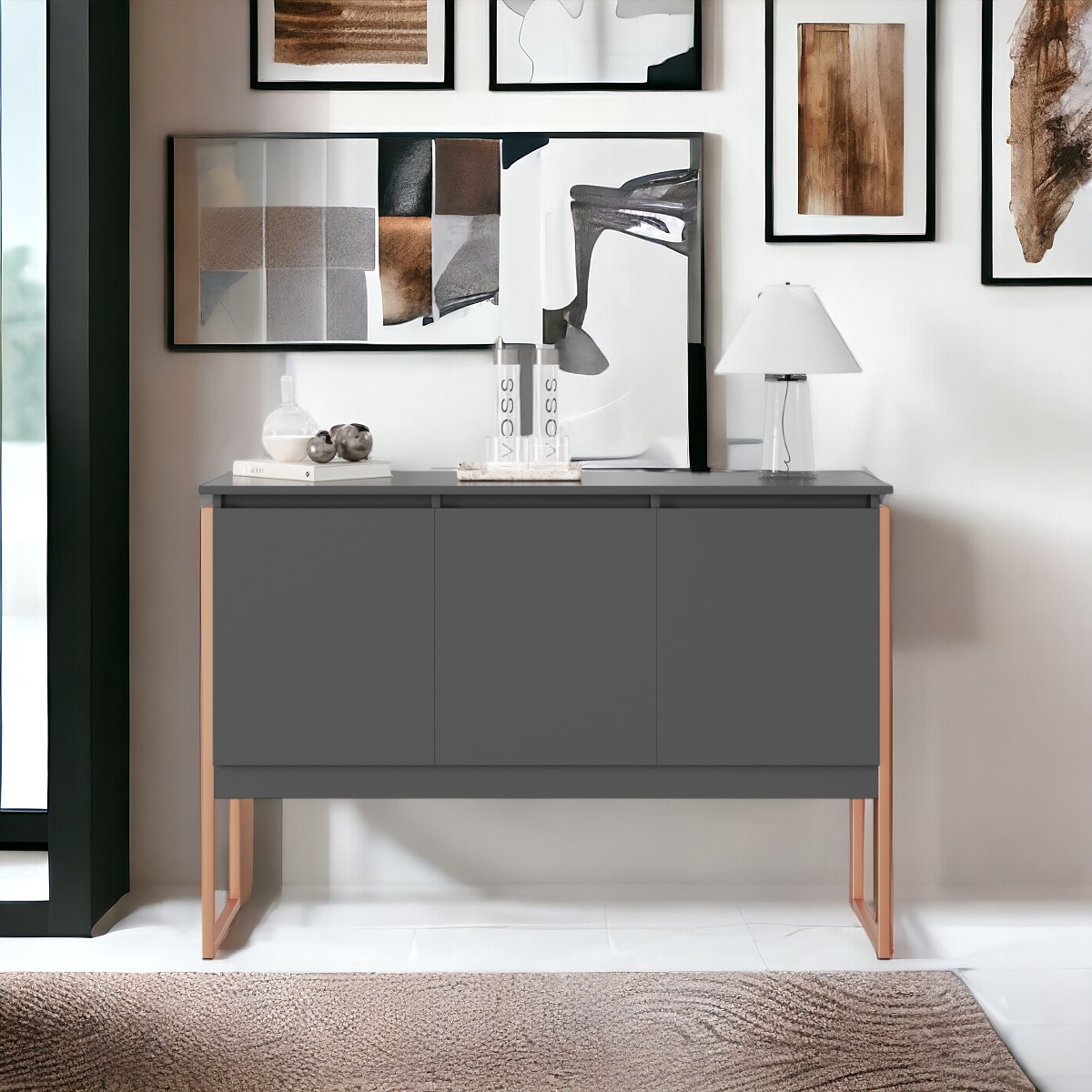 Buffet Classico com 3 Portas Veneza Preto Cobre